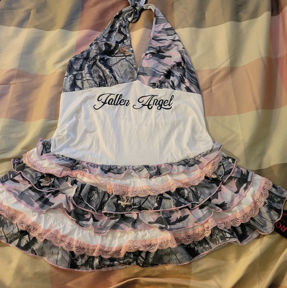 Halter Camisole - Black, White, and Pink Camo